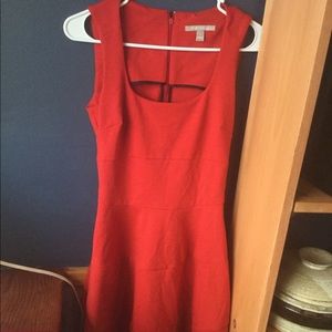 Banana Republic Red Ponte Fit Flare Dress in Red